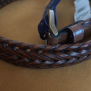 Chaps Brown Braided Leather Belt Bag